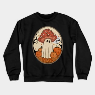 Vintage Halloween Ghost Cat Mushroom Cottagecore Ghost Crewneck Sweatshirt